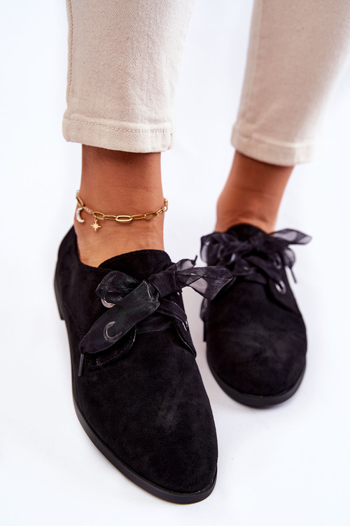 Damskie Zamszowe Wiązane Półbuty La.Fi 210014B-SU Czarne