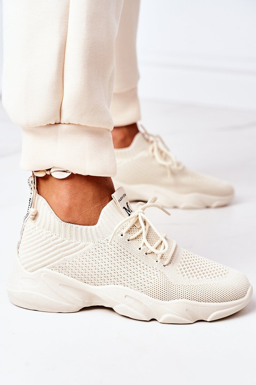 Damskie Sportowe Buty Sneakersy Beżowe Fashion