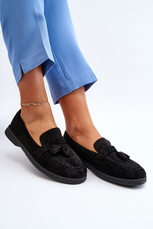 Damskie Zamszowe Mokasyny Czarne Dansitu