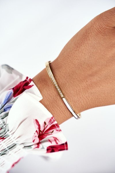 Damska Bransoleta Stalowa Z Cyrkoniami Złota Guadiana