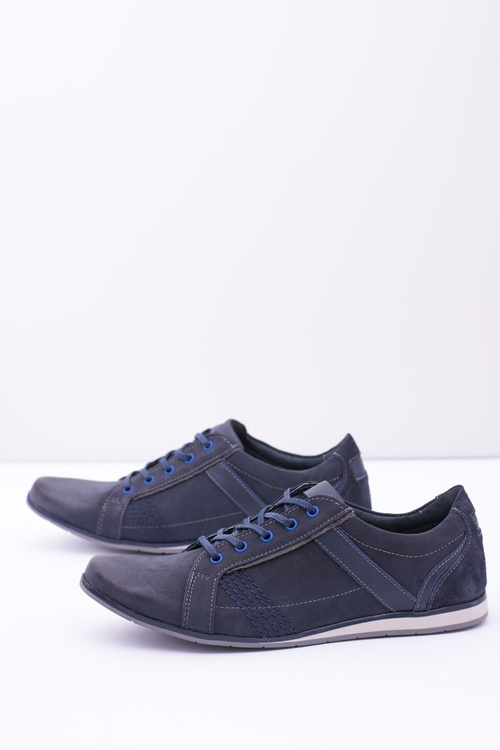 Męskie Skórzane Granatowe Półbuty Denali