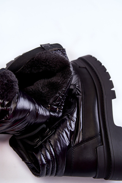 Damskie Botki Trapery Na Platformie Czarne Nerina