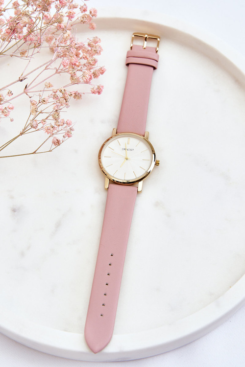 Damski Zegarek Ze Złotą Kopertą Ernest Różowy Vega