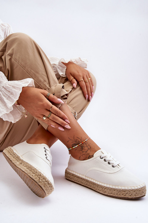 Sznurowane Trampki Espadryle Big Star LL274833 Białe