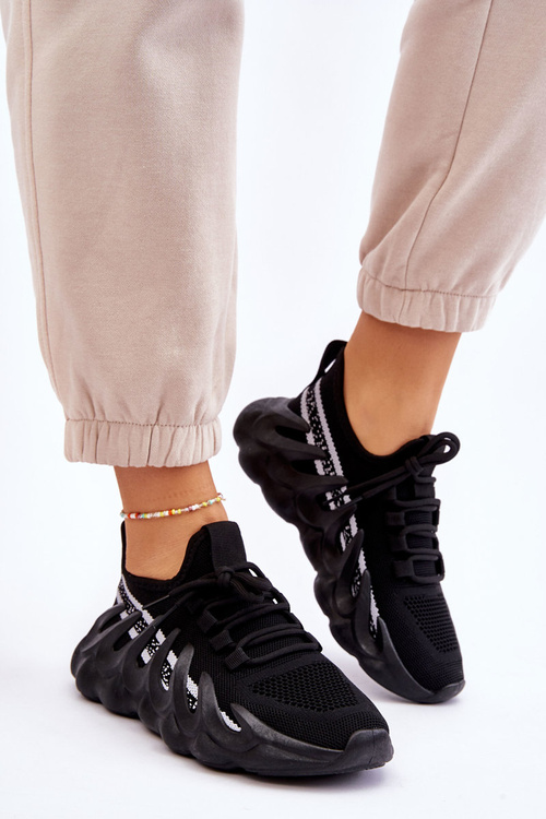 Damskie Modne Skarpetkowe Sneakersy Czarne Daxo