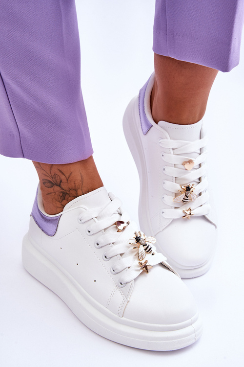 Damskie Buty Sportowe Na Masywnej Platformie Biało-Fioletowe Chante