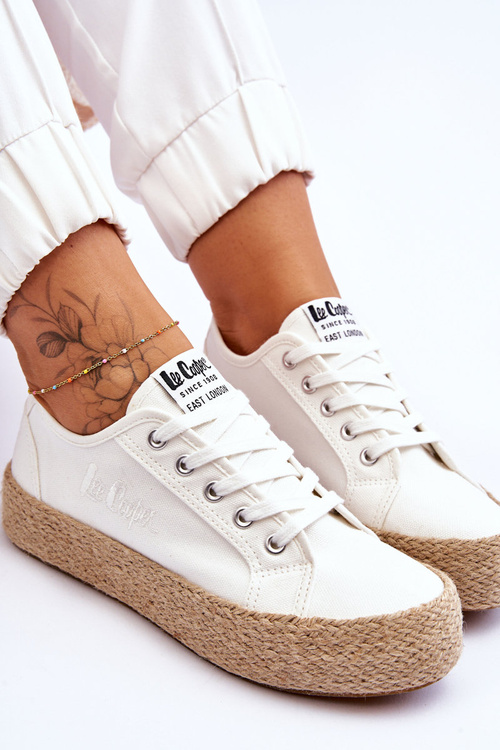 Modne Trampki Z Plecionką Lee Cooper LCW-23-31-1796L Białe