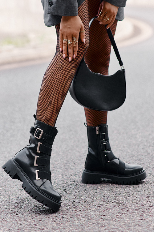 Skórzane Botki Damskie Ocieplane Big Star OO274A256 Czarne