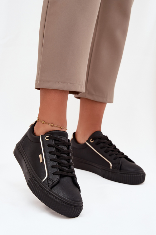 Damskie Sneakersy Z Eko Skóry Big Star SS274025 Czarno-Złote