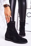 Damskie Ocieplane Botki Na Koturnie Zamszowe Czarne Performance