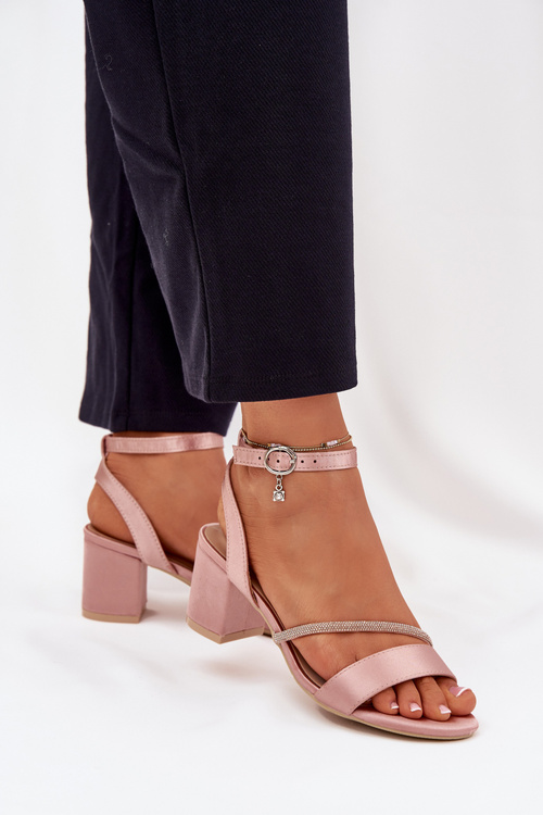 Sandały Damskie Na Słupku Z Cyrkoniami Vinceza 20268 Beżowe