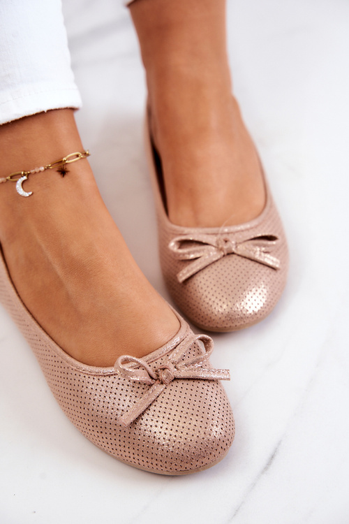 Baleriny Damskie Klasyczne Profilowana Wkładka Różowe Fimme