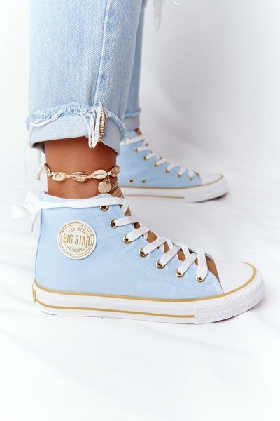 Damskie Wysokie Trampki Big Star HH274449 Niebieskie