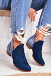 Damskie Skórzane Botki Maciejka Granatowe 04091-47