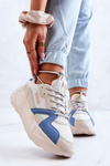 Damskie Sneakersy Memory Foam Big Star JJ274600 Beżowo-Niebieskie