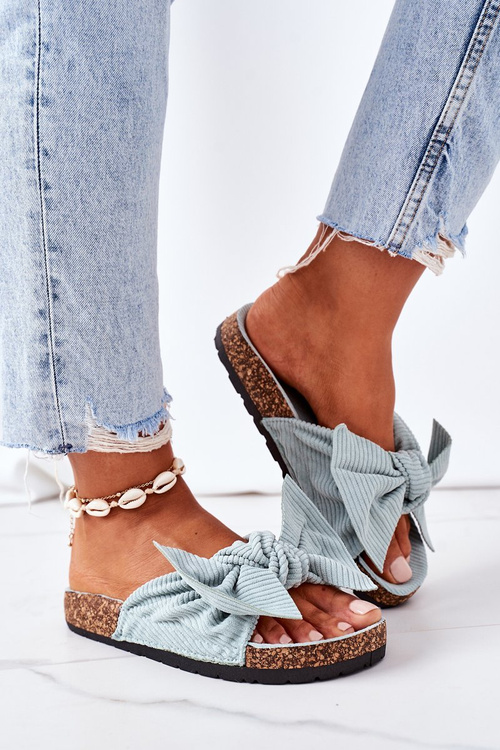 Sztruksowe Klapki Na Korku Miętowe Summertime