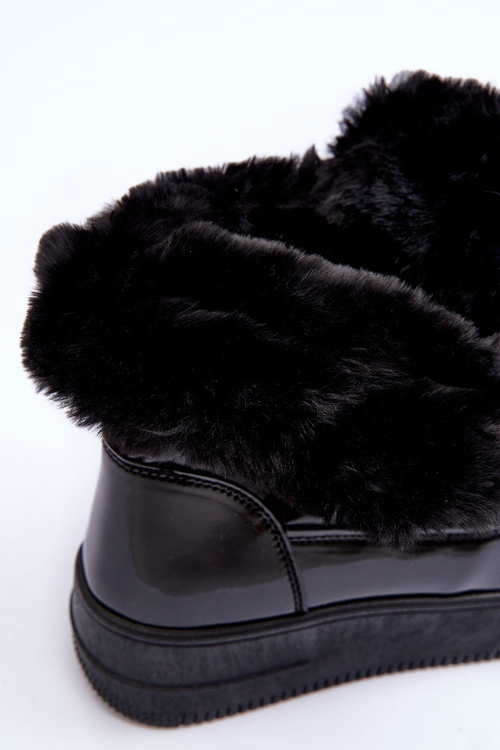 Śniegowce Sznurowane Damskie Z Futerkiem Czarne Lexxina