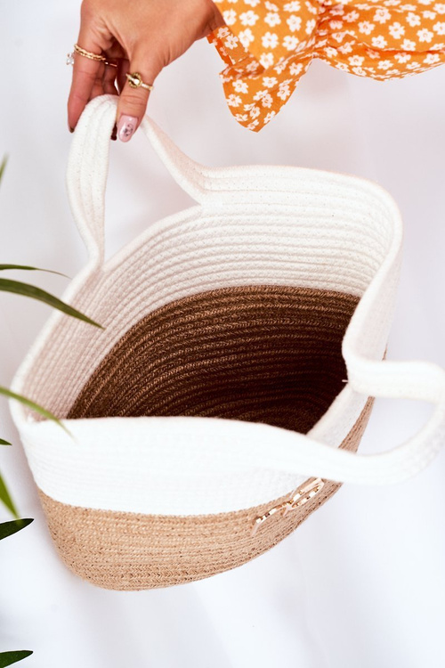 Pleciona Torebka Shopper Do Ręki NOBO XK0130 Beżowa