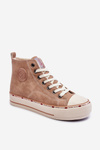 Damskie Wysokie Ocieplane Trampki Cross Jeans KK2R4045C Beżowe