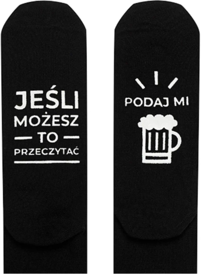 Skarpety Stopki Męskie Z Napisami Podaj Mi Piwo Czarne 