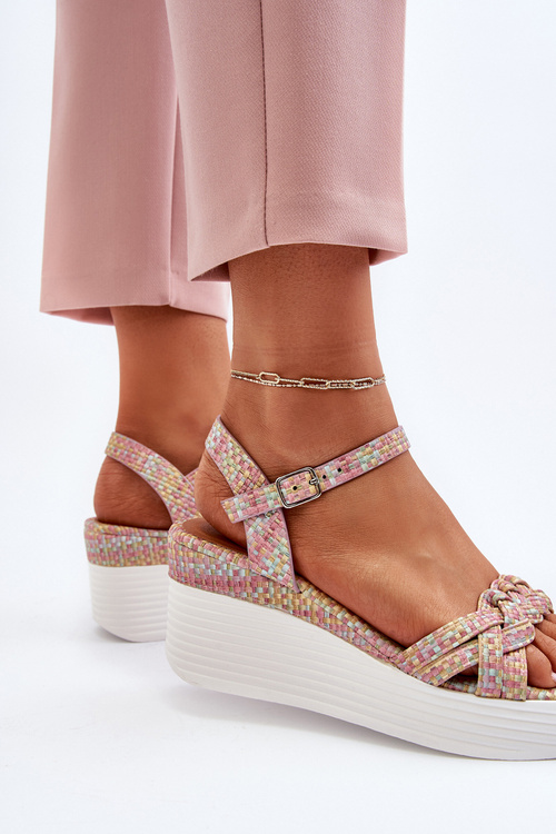 Sandały Na Koturnie Multikolor Esinna