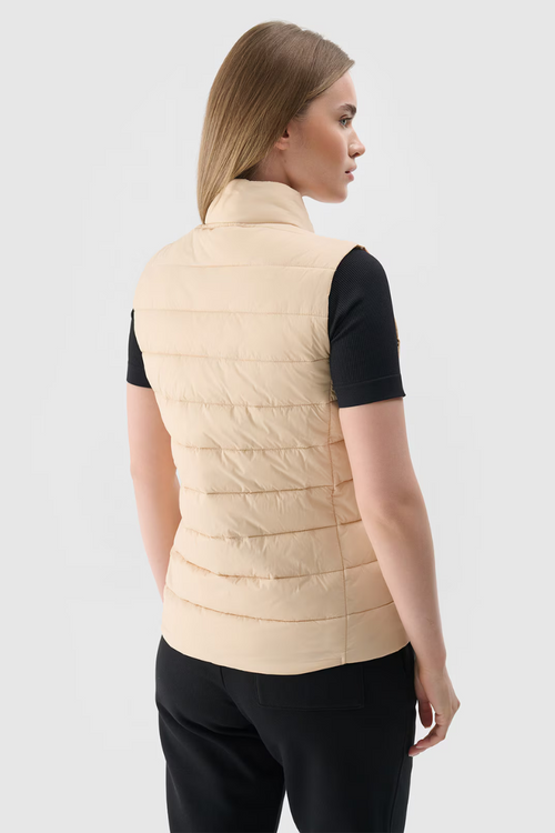 Bezrękawnik Damski Puchowy Ze Stójką 4F 4FWAW24TVJAF139-83S Beżowy