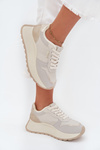 Ocieplane Sneakersy Damskie Na Platformie Big Star SS274008 HI-POLY SYSTEM Jasnobeżowe