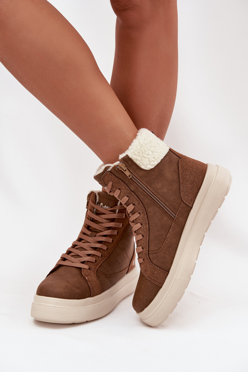 Buty Zimowe Damskie Z Kożuszkiem Lee Cooper LCJ-25-01-3735 Brązowe