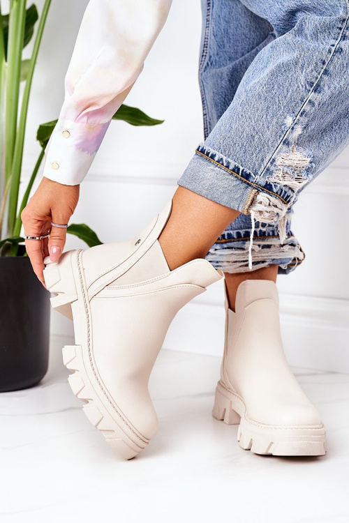 Ocieplane Botki Sztyblety Beżowe Hashtag