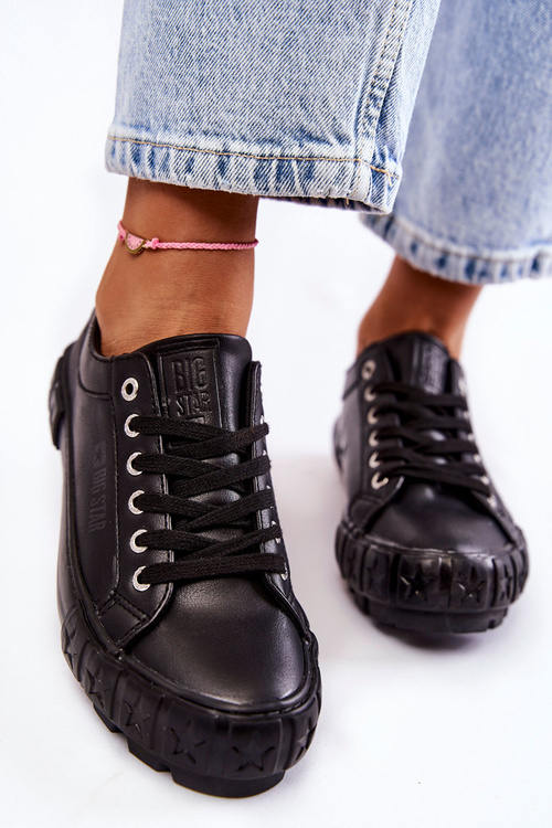 Modne Skórzane Trampki Big Star KK274143 Czarne