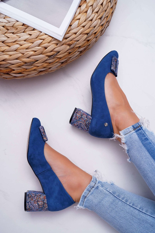 Czółenka Damskie Maciejka Zamszowe Granatowe 3356A-17/00-1