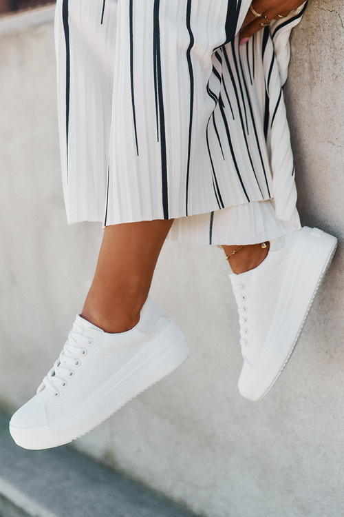 Materiałowe Trampki Damskie Na Platformie Big Star RR274463 Białe