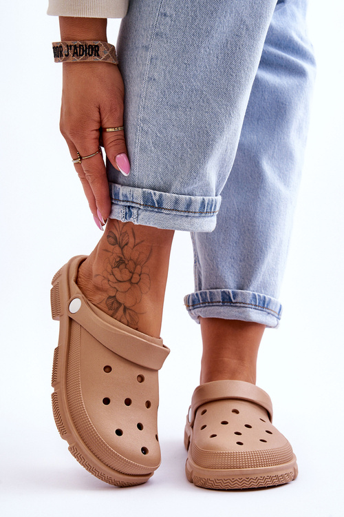 Damskie Gumowe Kroksy Brązowe Rabios