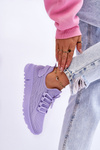 Damskie Wsuwane Buty Sportowe Sneakersy Fioletowe Rosett