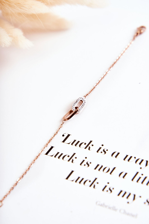 Damska Bransoletka Celebrytka Z Owalnymi Ozdobami Różowe Złoto