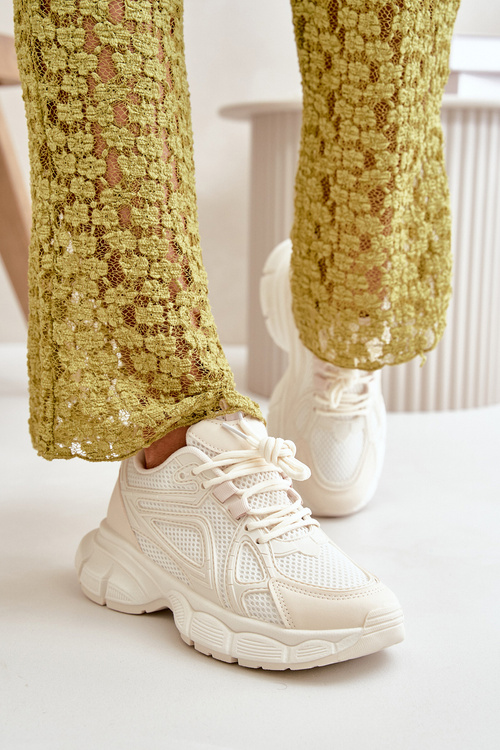 Buty Sportowe Sneakersy Damskie Beżowe Timoci