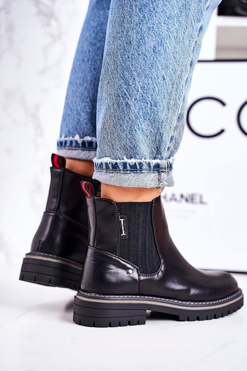 Damskie Ocieplane Sztyblety Botki Czarne Traveler