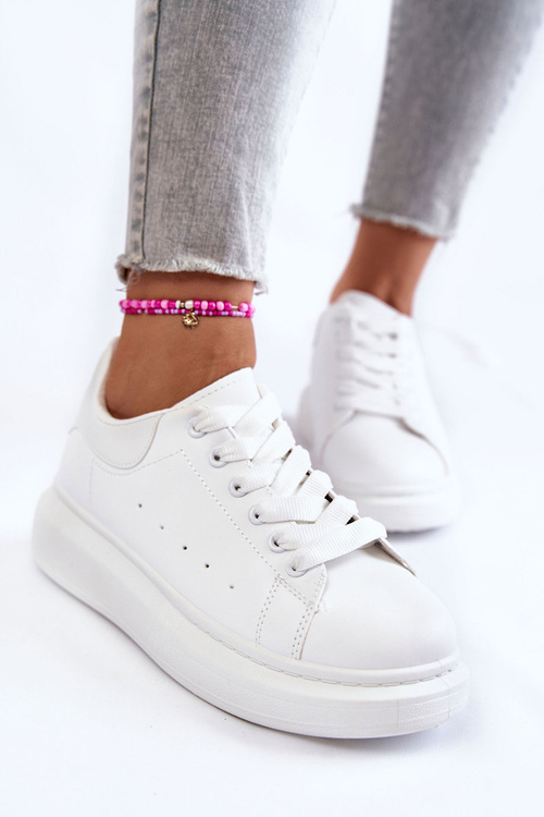 Damskie Buty Sportowe Na Platformie Białe Eliso