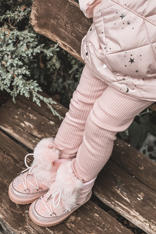 Dziecięce Botki Śniegowce Z Futerkiem Różowe Minnie Mouse