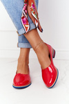 Skórzane Lakierowane Półbuty Maciejka 05035-08 Czerwone