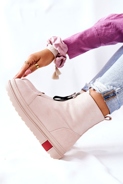 Botki Damskie Na Platformie Beżowe Charlee