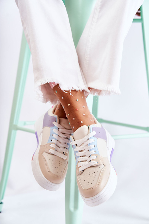 Damskie Skórzane Buty Sportowe Beżowe Francis