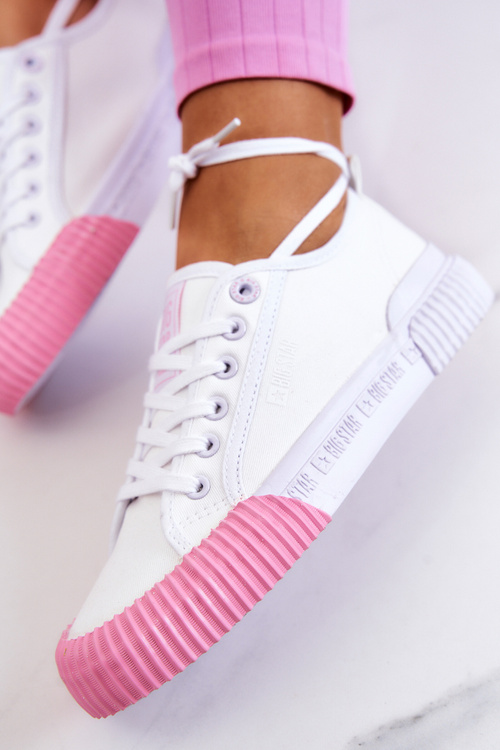 Materiałowe Tenisówki Trampki BIG STAR JJ274111 Białe