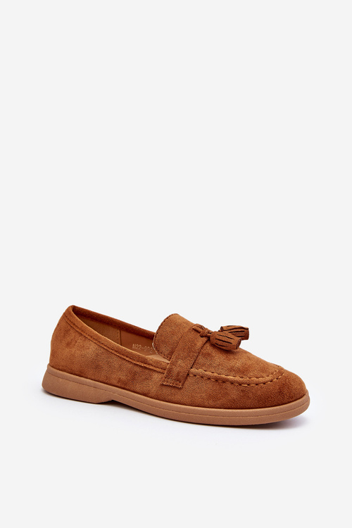 Damskie Zamszowe Mokasyny Camel Dansitu