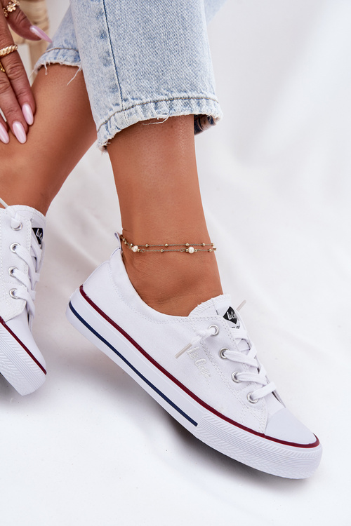 Materiałowe Trampki Damskie Lee Cooper LCW-25-02-3296L Białe