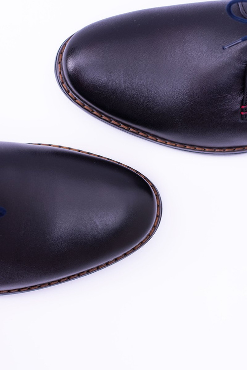 Nikopol Czarne Skórzane Męskie Półbuty Zinedine