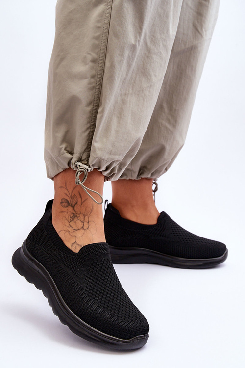 Damskie Tenisówki Materiałowe Wsuwane Czarne Adiora