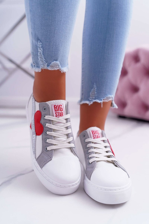 Trampki Damskie Big Star Białe z Sercem EE274257