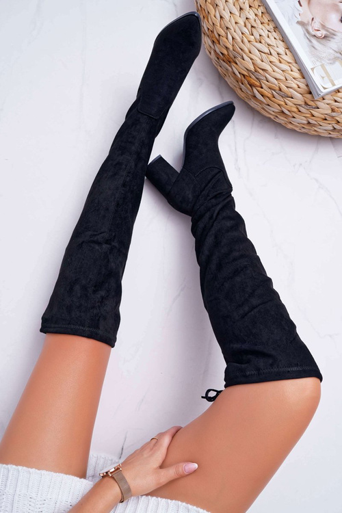 Kozaki Damskie Na Słupku Czarne Estredos