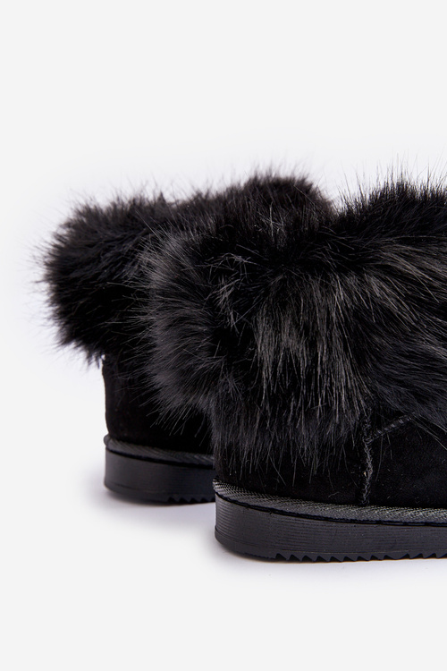 Dziecięce Ocieplane Botki Śniegowce Z Futerkiem Czarne Nohie